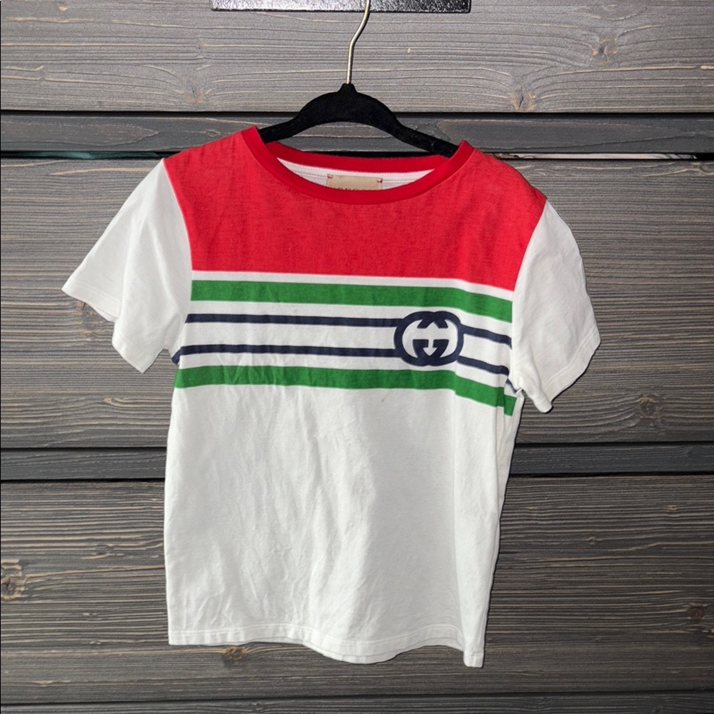 Gucci Kids Red and White Striped T-Shirt